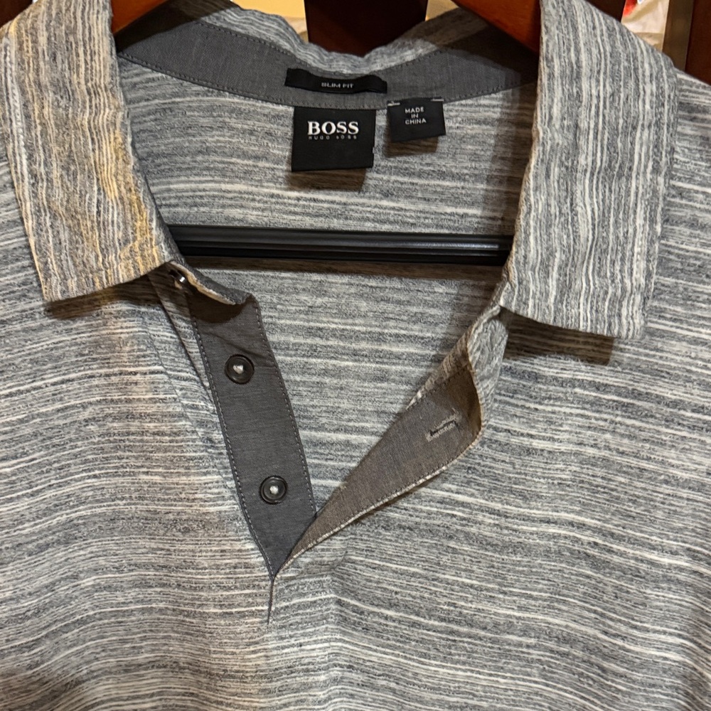 Hugo Boss Men's Heather Gray Polo Shirt Slim fit XL